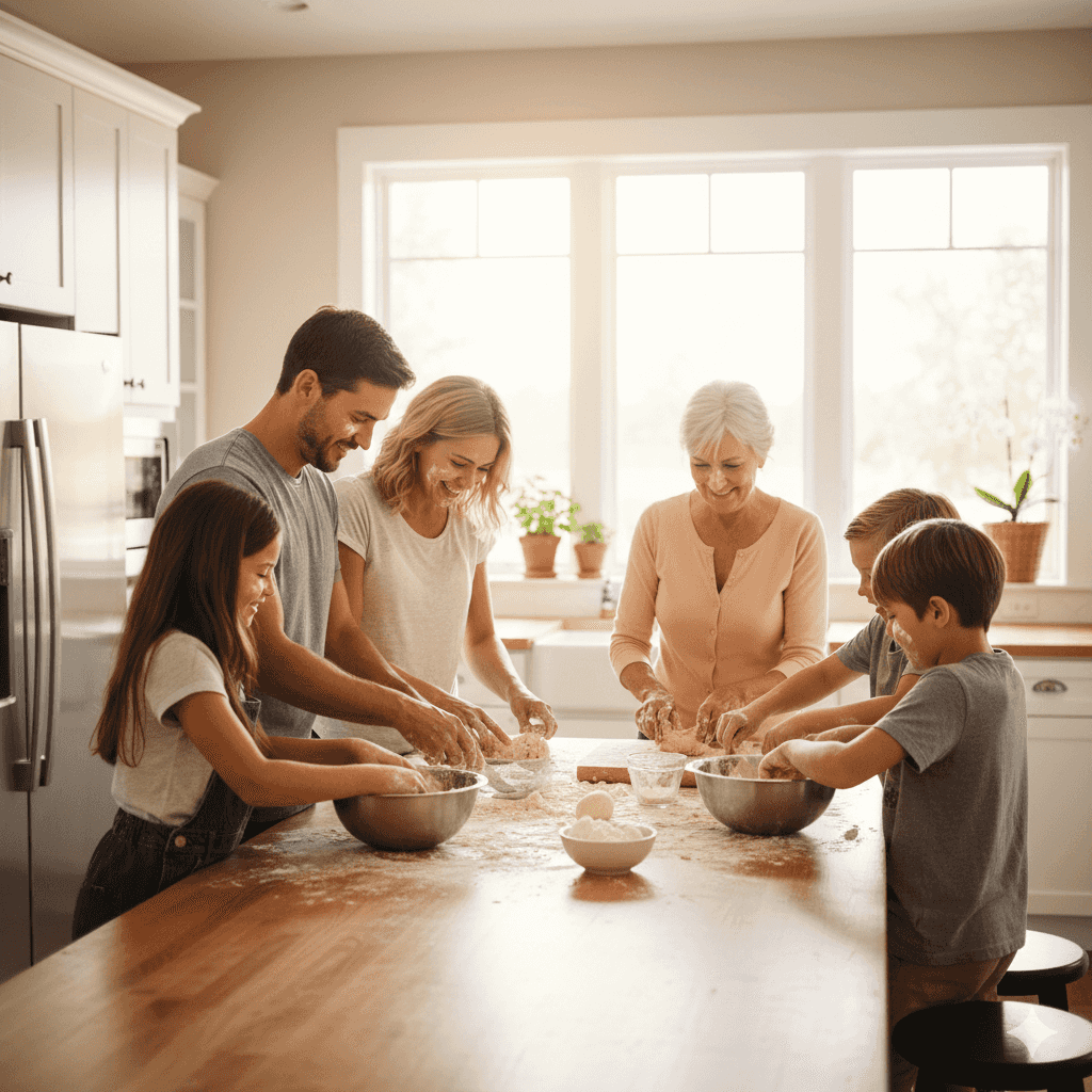 Bellevue family enjoying time together at home