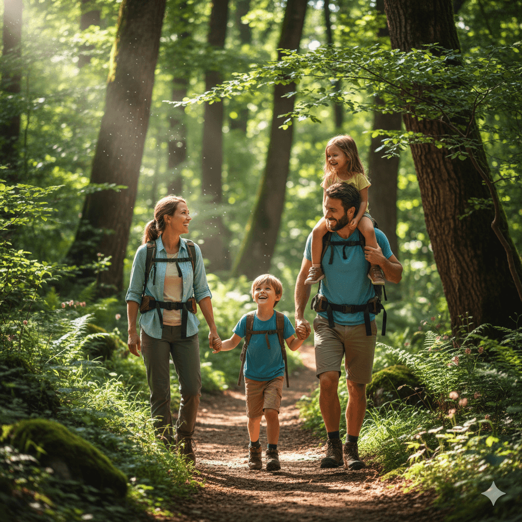 Active Elkhorn family staying healthy outdoors